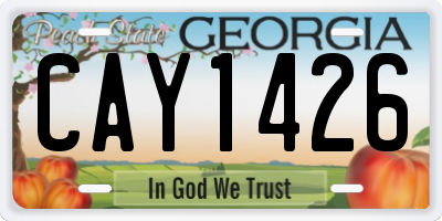 GA license plate CAY1426