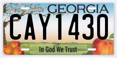 GA license plate CAY1430