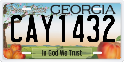 GA license plate CAY1432