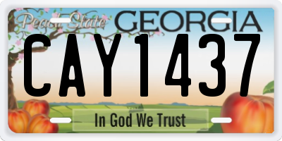 GA license plate CAY1437