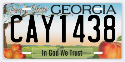 GA license plate CAY1438