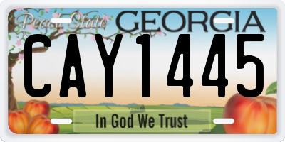 GA license plate CAY1445