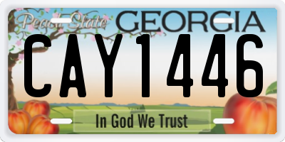 GA license plate CAY1446