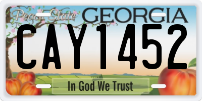 GA license plate CAY1452