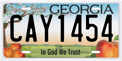 GA license plate CAY1454