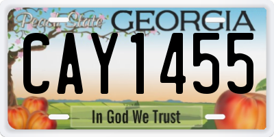 GA license plate CAY1455
