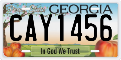 GA license plate CAY1456