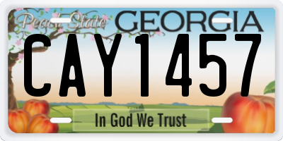 GA license plate CAY1457