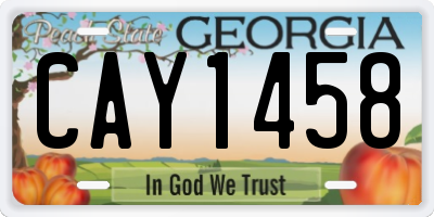 GA license plate CAY1458