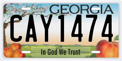 GA license plate CAY1474