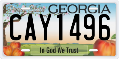 GA license plate CAY1496