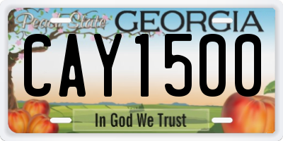 GA license plate CAY1500