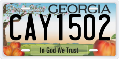 GA license plate CAY1502