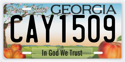 GA license plate CAY1509