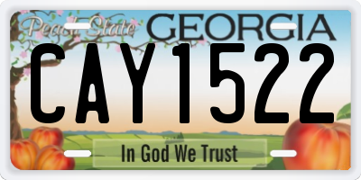 GA license plate CAY1522