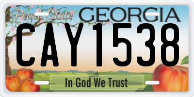 GA license plate CAY1538