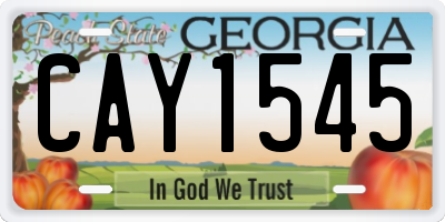 GA license plate CAY1545
