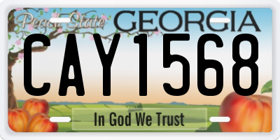 GA license plate CAY1568