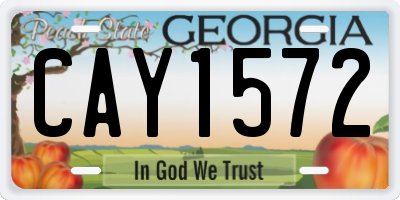 GA license plate CAY1572