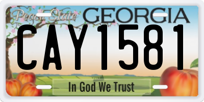 GA license plate CAY1581