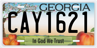 GA license plate CAY1621