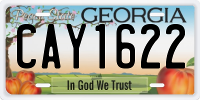 GA license plate CAY1622