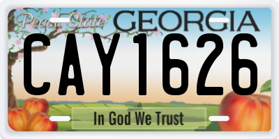 GA license plate CAY1626