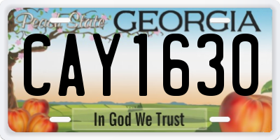 GA license plate CAY1630