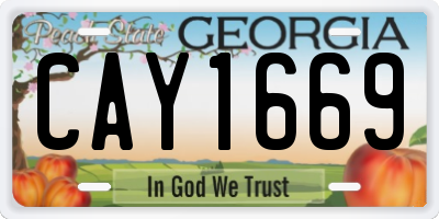 GA license plate CAY1669