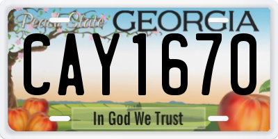 GA license plate CAY1670