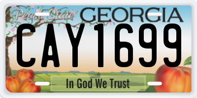GA license plate CAY1699