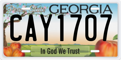 GA license plate CAY1707