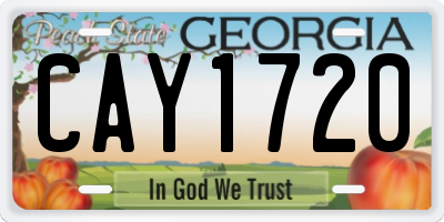 GA license plate CAY1720