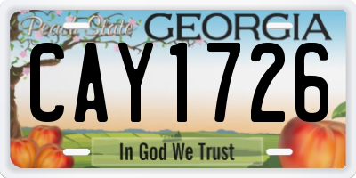 GA license plate CAY1726