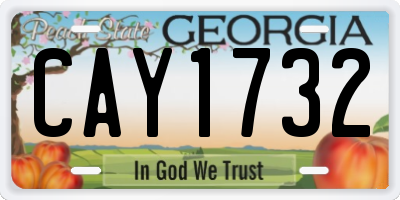 GA license plate CAY1732