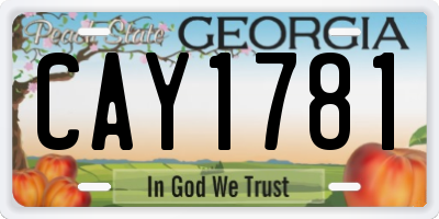 GA license plate CAY1781