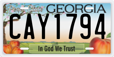 GA license plate CAY1794