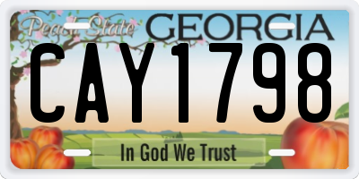 GA license plate CAY1798