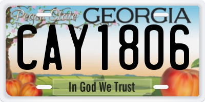 GA license plate CAY1806