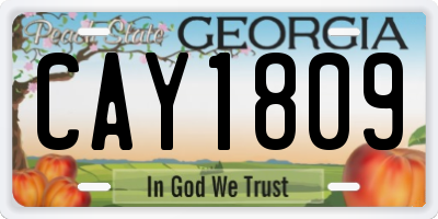 GA license plate CAY1809