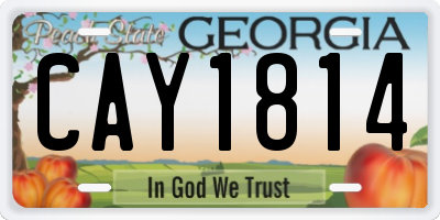 GA license plate CAY1814