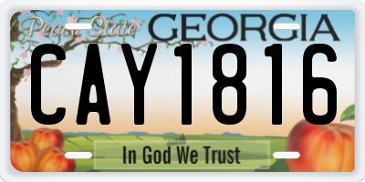GA license plate CAY1816