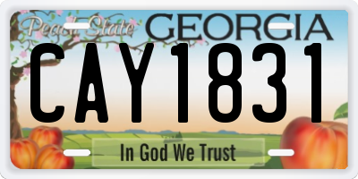 GA license plate CAY1831