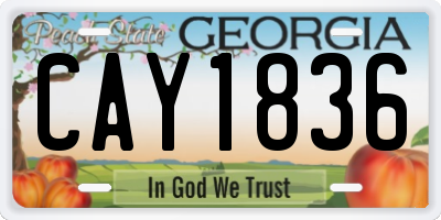 GA license plate CAY1836