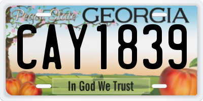 GA license plate CAY1839