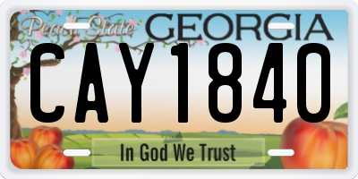 GA license plate CAY1840