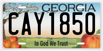 GA license plate CAY1850