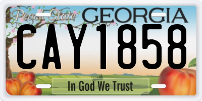 GA license plate CAY1858