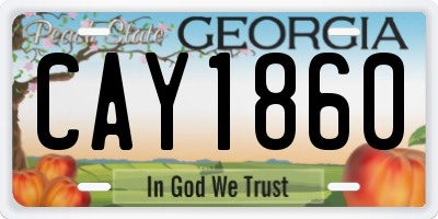 GA license plate CAY1860