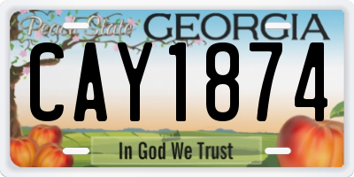 GA license plate CAY1874